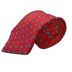 Exclusively Lord & Taylor Kensington Mens Red Polyester Tie With Paisley Pattern
